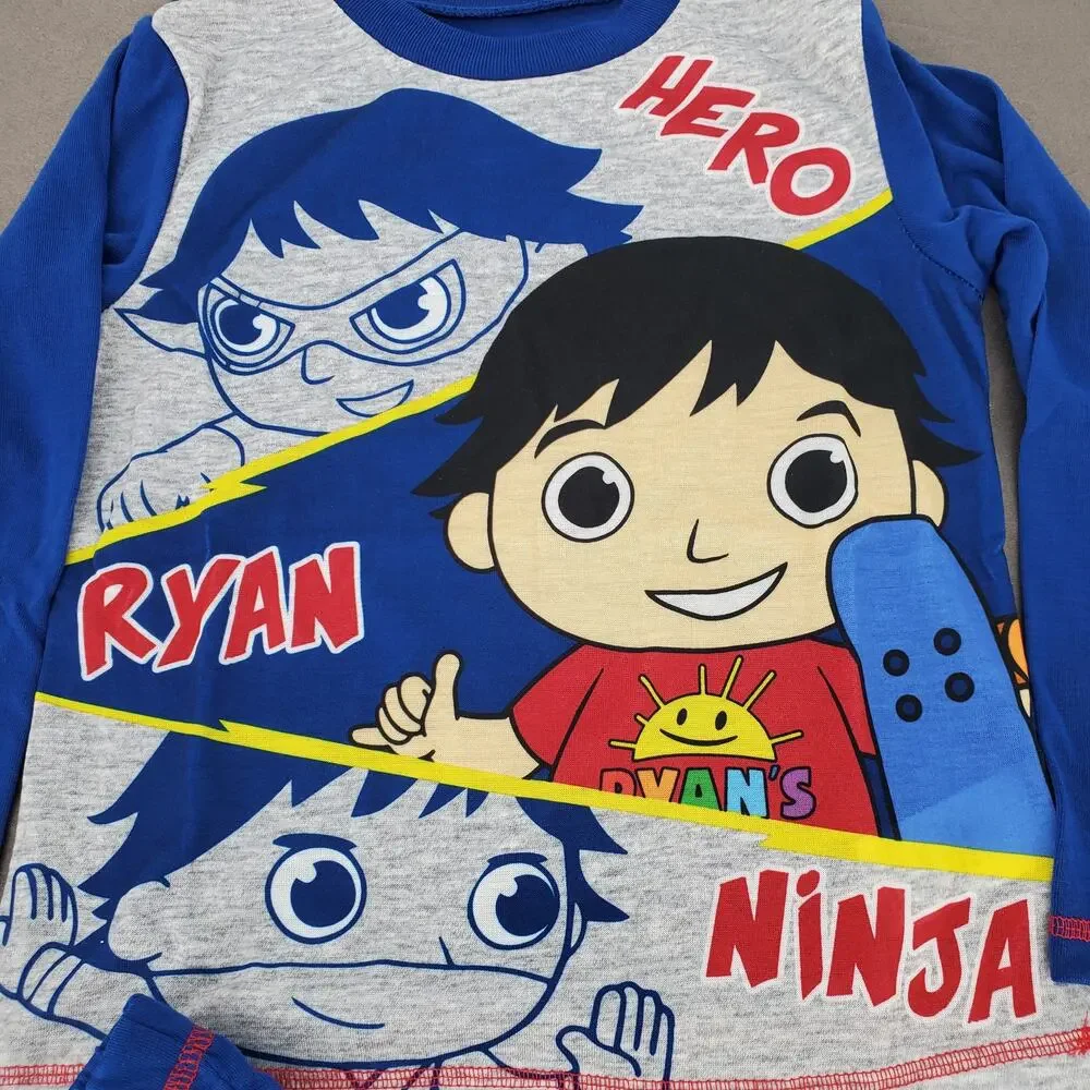 Ryan's World Top and Bottom‎ Pajama Set Navy Blue Boy's Size X-Small 4/5 New